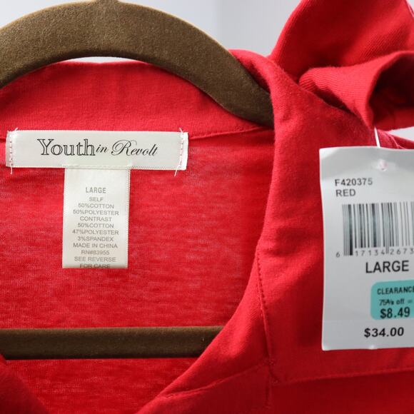 Youth in Revolt Red Rugby Style Cropped Polo Top NWT Size Large - Picture 6 of 6